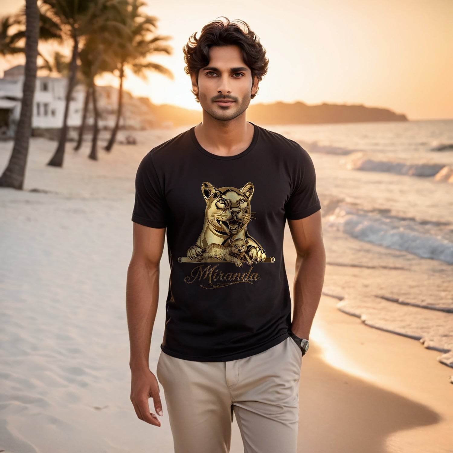 Golden Panther - Unisex Round Neck Regular Fit 100% Combed Cotton Half Sleeve T-Shirt - Mojilo Mart