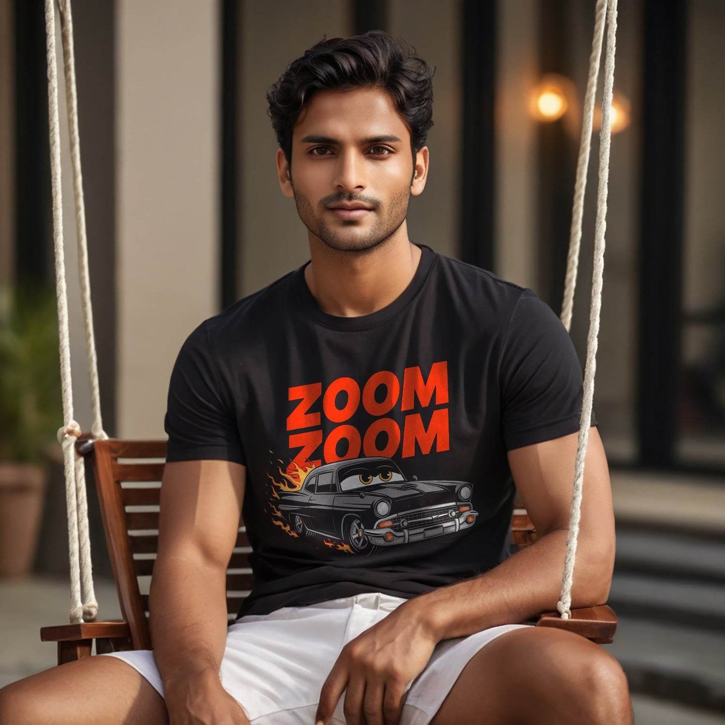 ZOOM ZOOM - Unisex Round Neck Regular Fit 100% Combed Cotton Half Sleeve T-Shirt - Mojilo Mart