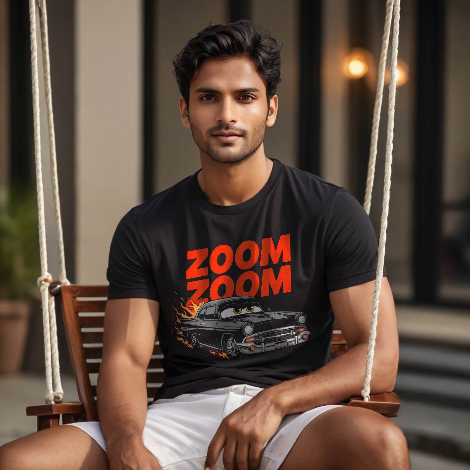 ZOOM ZOOM - Unisex Round Neck Regular Fit 100% Combed Cotton Half Sleeve T-Shirt - Mojilo Mart