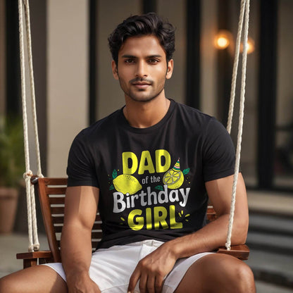 DAD of the Birthday GIRL - Unisex Round Neck Regular Fit 100% Combed Cotton Half Sleeve T-Shirt - Mojilo Mart