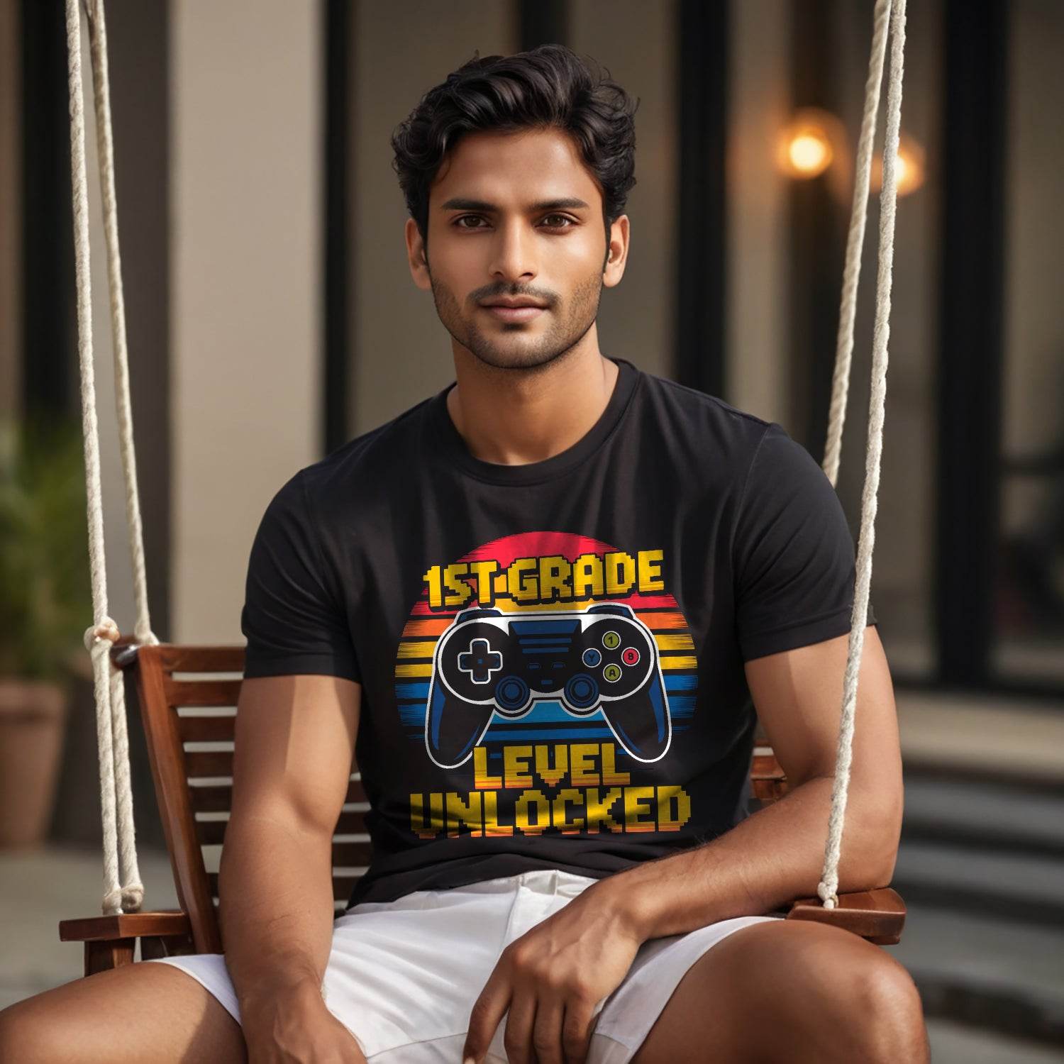 Game 1ST GRADE + LEVEL UNLOCKED - Unisex Round Neck Regular Fit 100% Combed Cotton Half Sleeve T-Shirt - Mojilo Mart