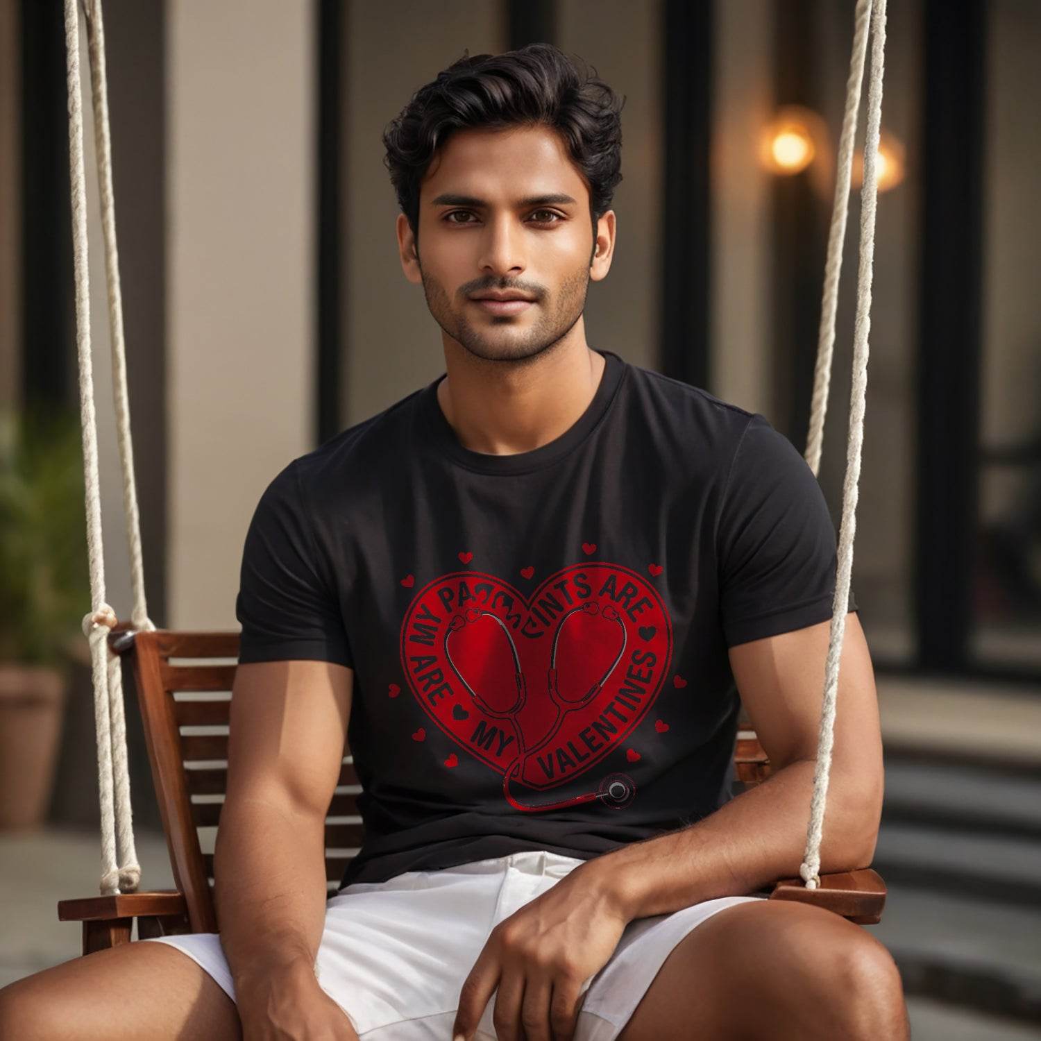 My Patients Are My Valentines Print - Unisex Round Neck Regular Fit 100% Combed Cotton Half Sleeve T-Shirt - Mojilo Mart