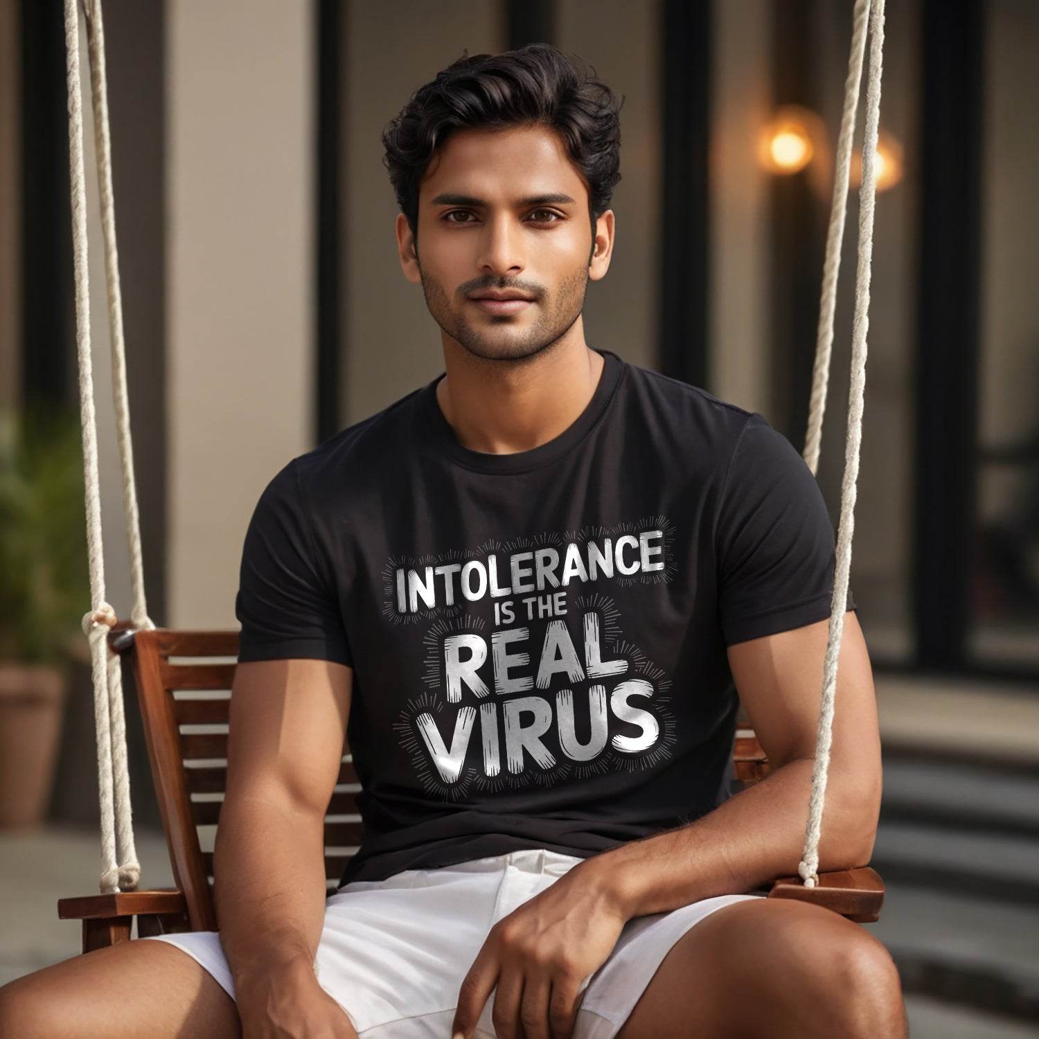 INTOLERANCE IS THE REAL VIRUS - Unisex Round Neck Regular Fit 100% Combed Cotton Half Sleeve T-Shirt - Mojilo Mart