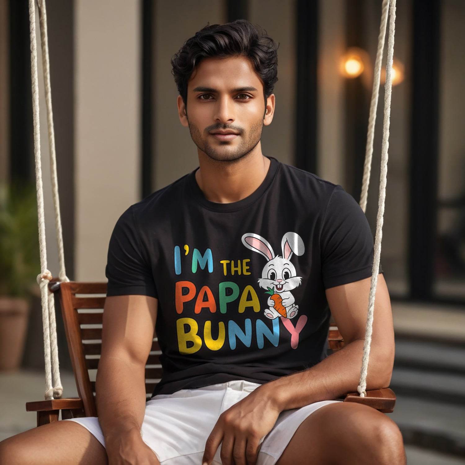 I'M THE PAPA BUNNY - Unisex Round Neck Regular Fit 100% Combed Cotton Half Sleeve T-Shirt - Mojilo Mart