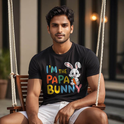 I'M THE PAPA BUNNY - Unisex Round Neck Regular Fit 100% Combed Cotton Half Sleeve T-Shirt - Mojilo Mart