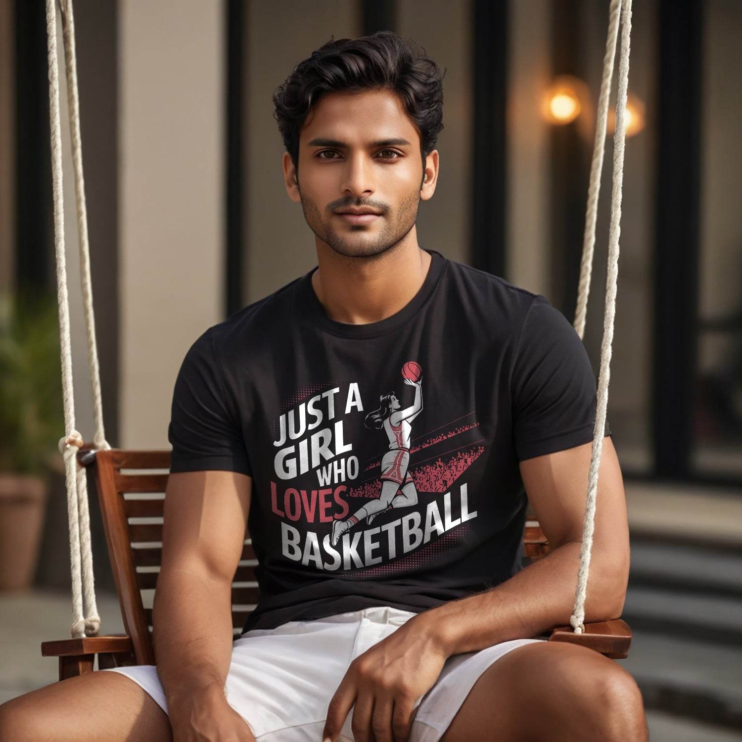 JUST A GIRL WHO LOVES BASKETBALL - Unisex Round Neck Regular Fit 100% Combed Cotton Half Sleeve T-Shirt - Mojilo Mart
