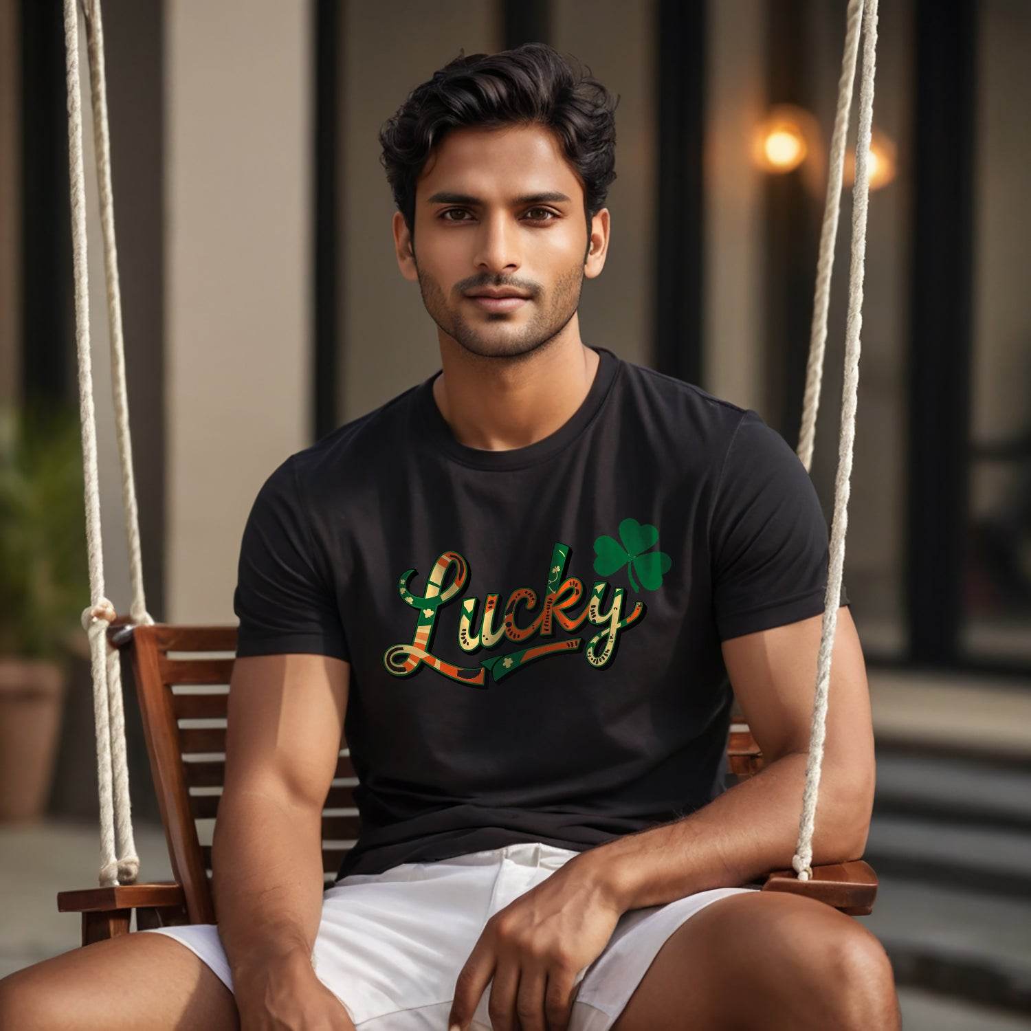 Lucky - Unisex Round Neck Regular Fit 100% Combed Cotton Half Sleeve T-Shirt - Mojilo Mart