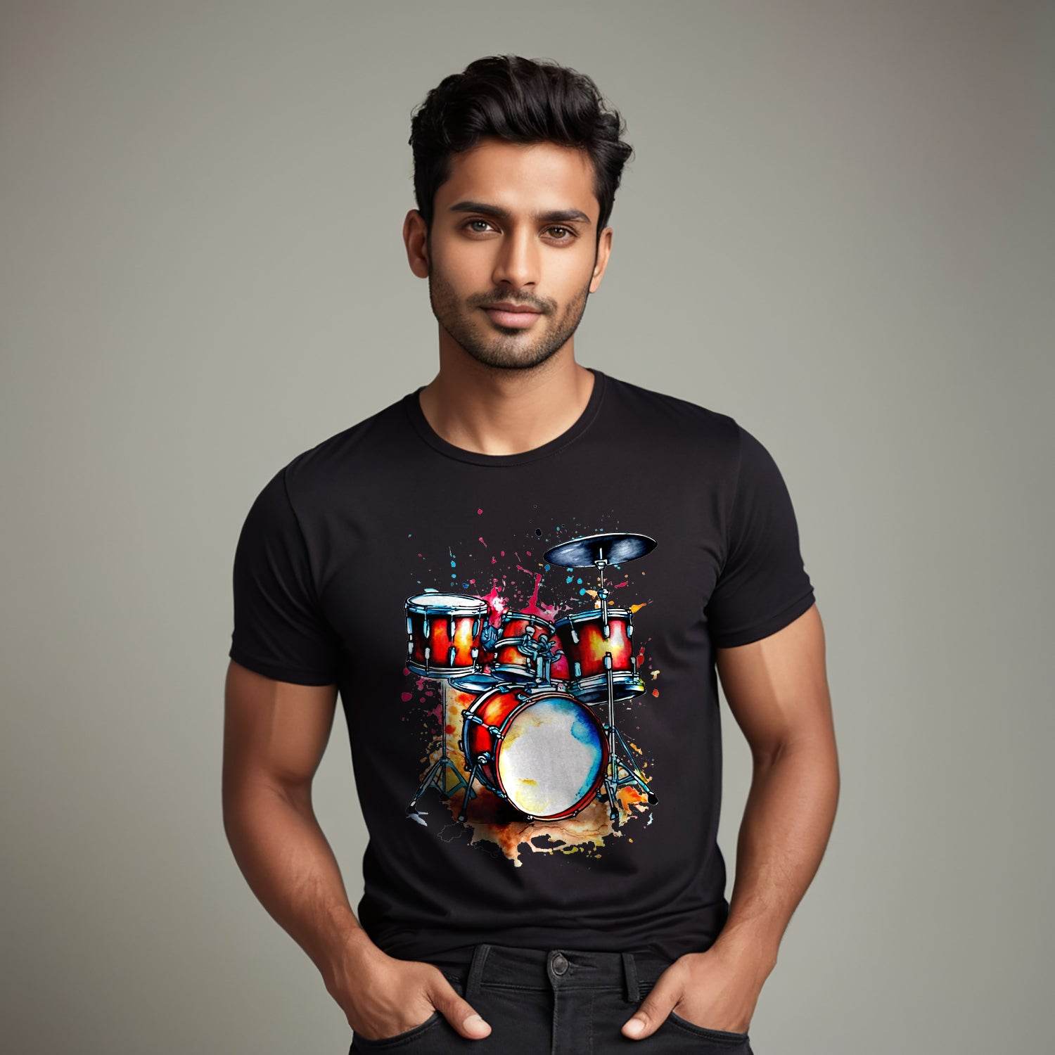 Cool Percussion Instrument for Beat and Drums - Unisex Round Neck Regular Fit 100% Combed Cotton Half Sleeve T-Shirt - Mojilo Mart