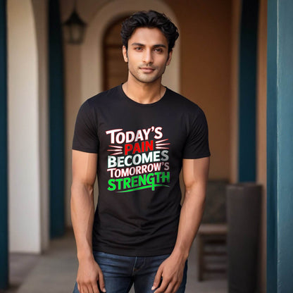 Today's Pain Becomes Tomorrow's Strength - Unisex Round Neck Regular Fit 100% Combed Cotton Half Sleeve T-Shirt - Mojilo Mart