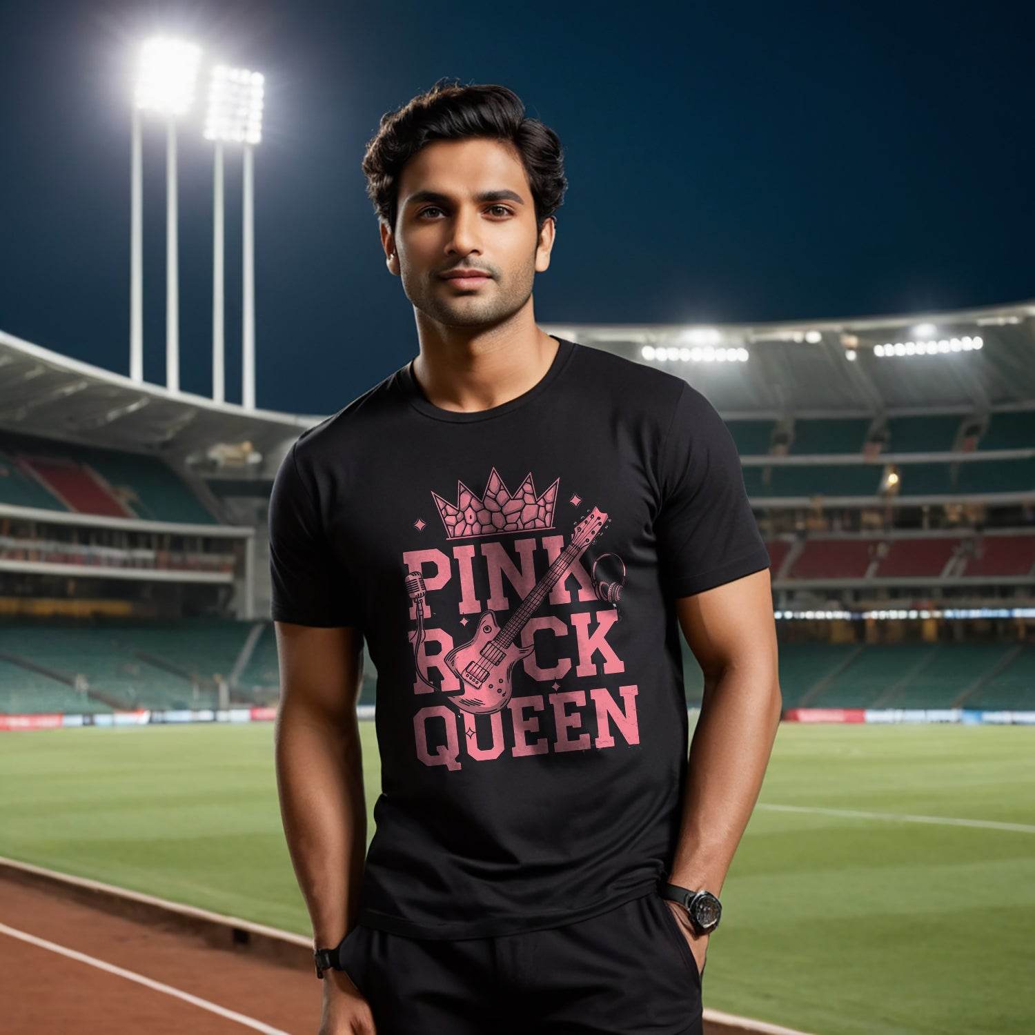 PINK ROCK QUEEN - Unisex Round Neck Regular Fit 100% Combed Cotton Half Sleeve T-Shirt - Mojilo Mart