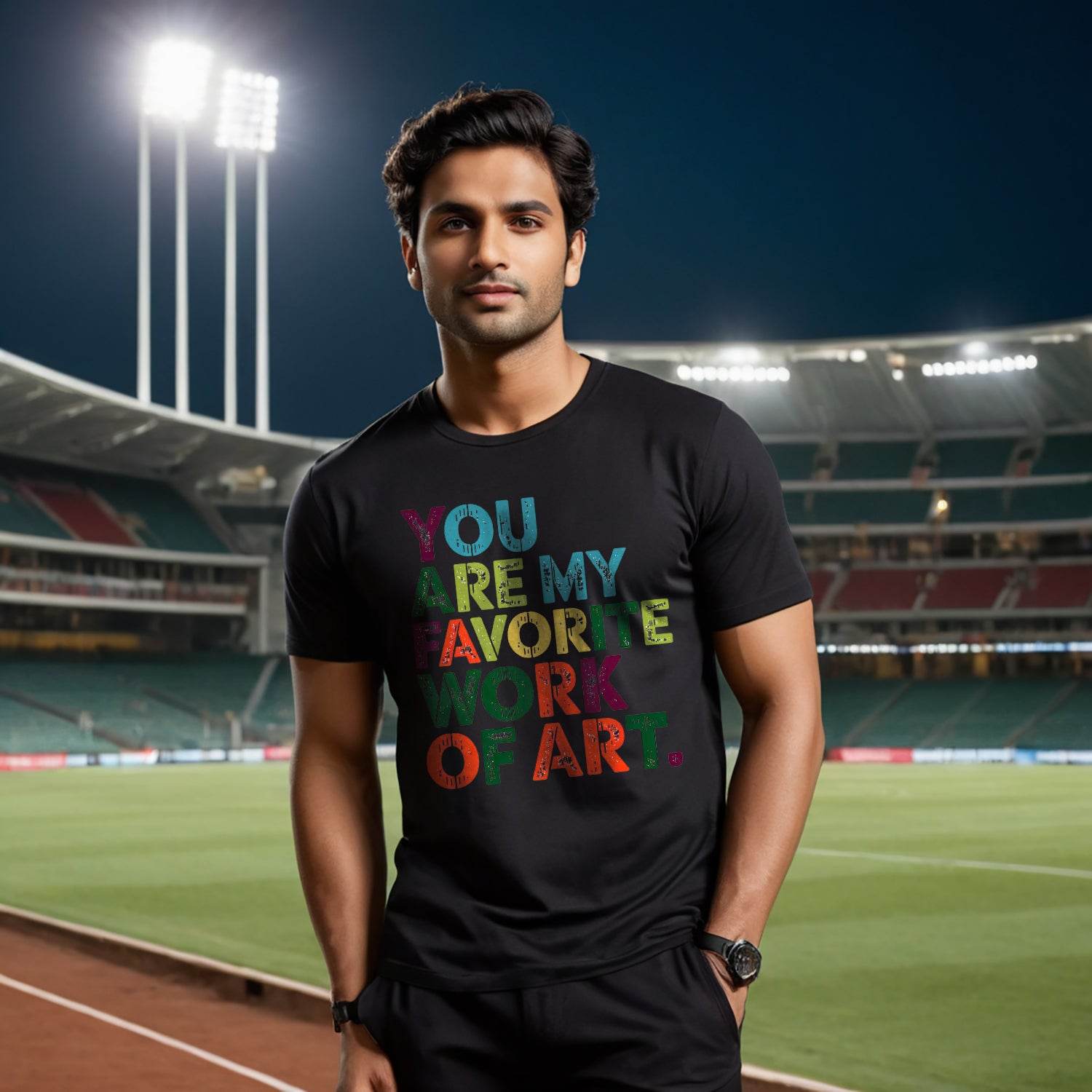 YOU ARE MY FAVORITE WORK OF ART - Unisex Round Neck Regular Fit 100% Combed Cotton Half Sleeve T-Shirt - Mojilo Mart