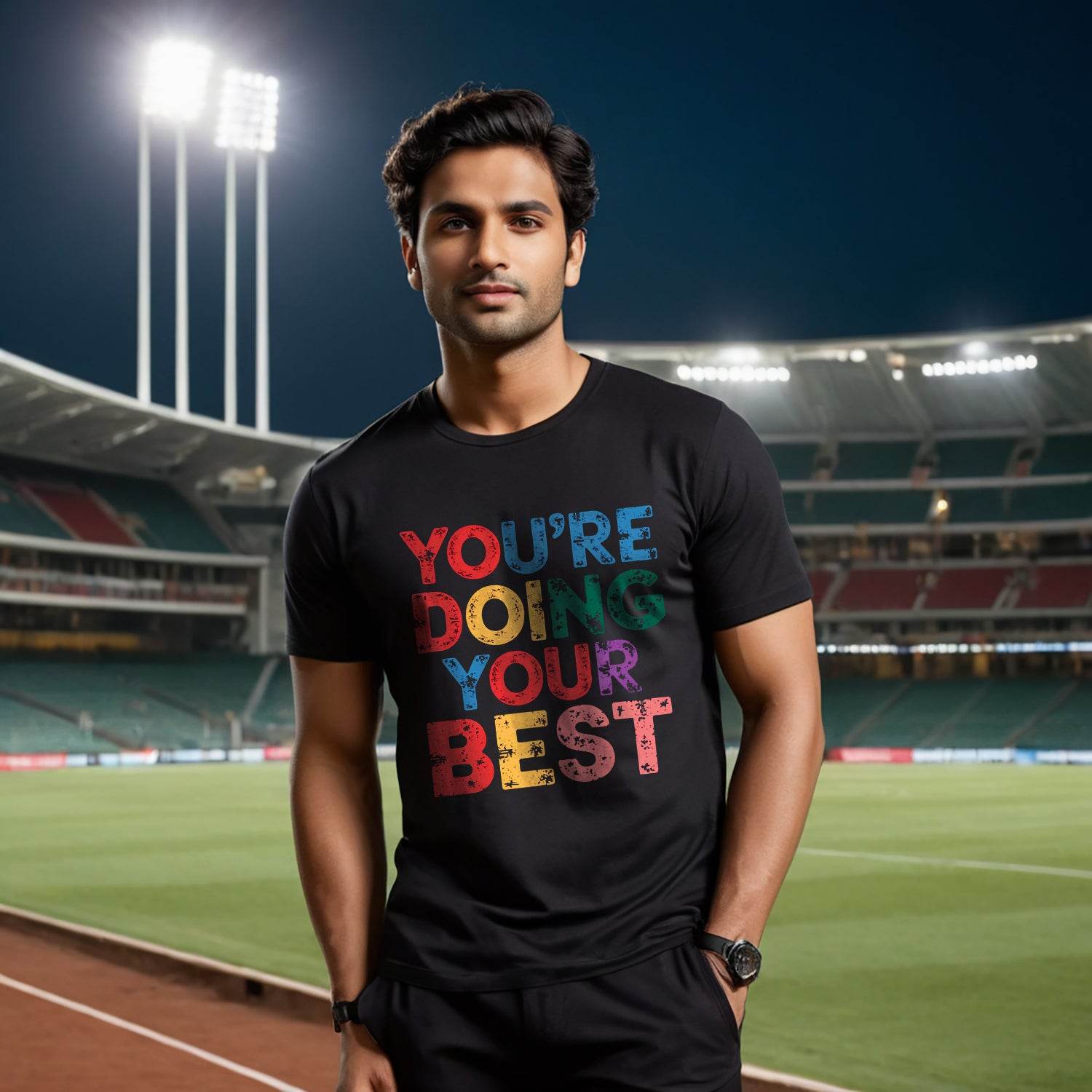 YOU'RE DOING YOUR BEST - Unisex Round Neck Regular Fit 100% Combed Cotton Half Sleeve T-Shirt - Mojilo Mart