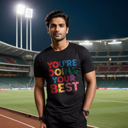 YOU'RE DOING YOUR BEST - Unisex Round Neck Regular Fit 100% Combed Cotton Half Sleeve T-Shirt - Mojilo Mart