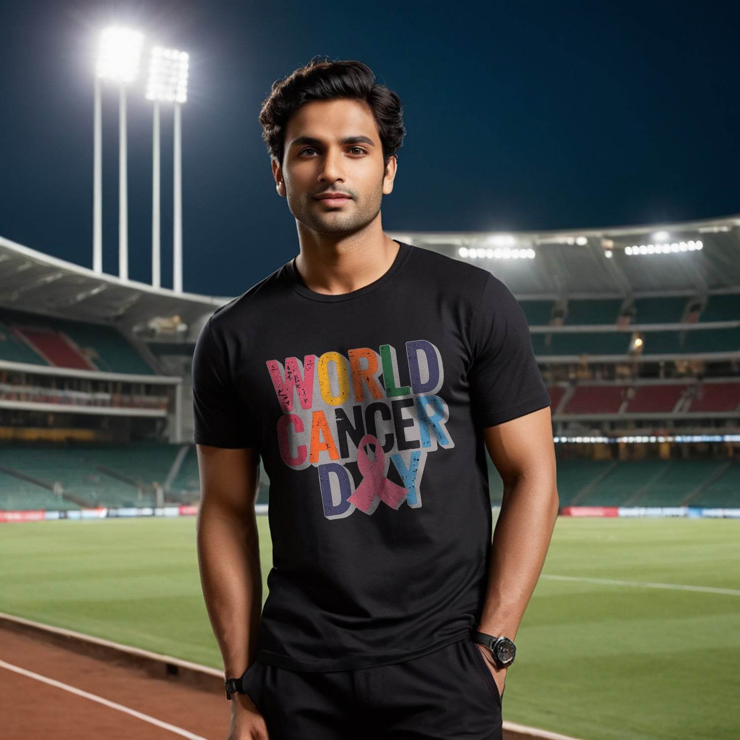 WORLD CANCER DAY - Unisex Round Neck Regular Fit 100% Combed Cotton Half Sleeve T-Shirt - Mojilo Mart