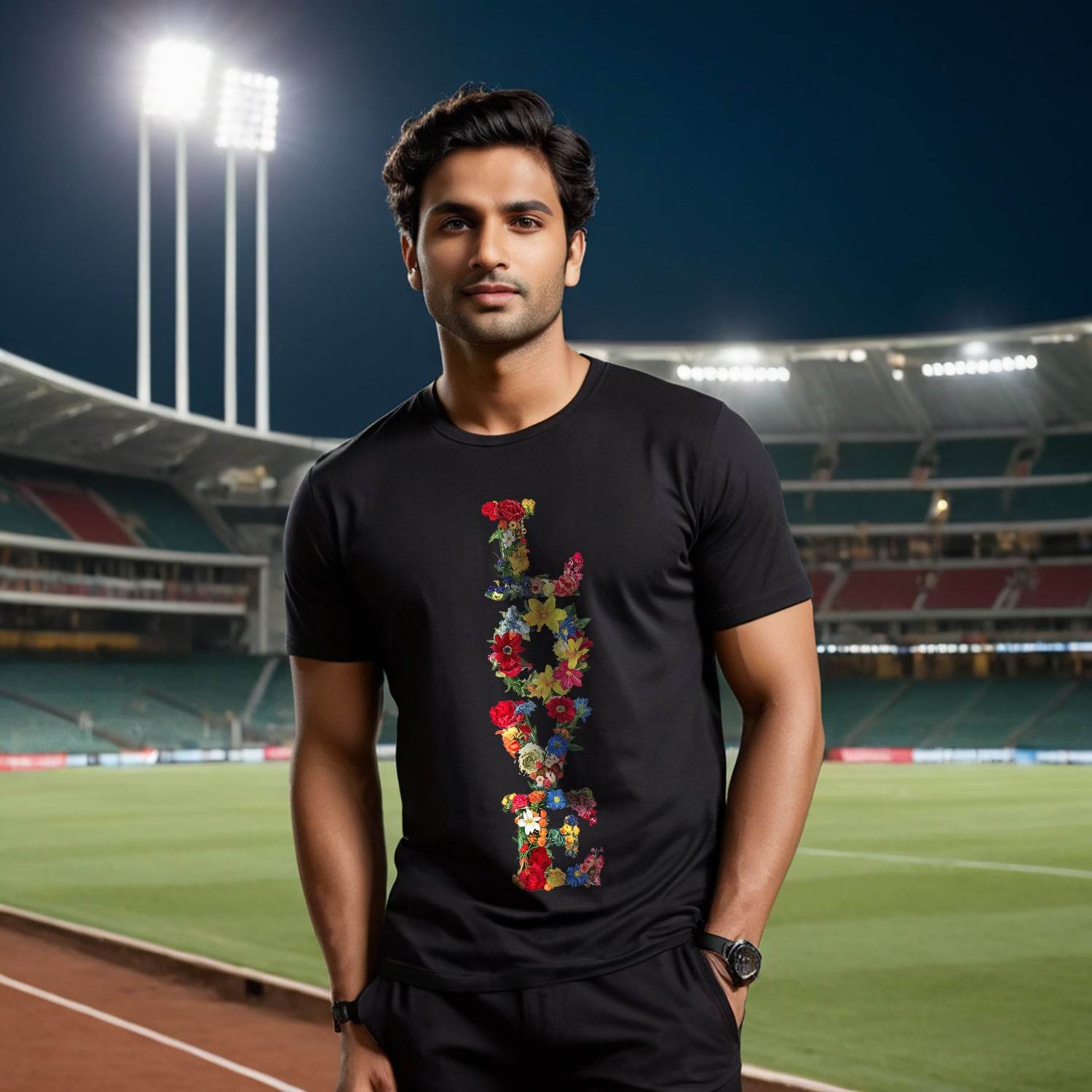 Love in flowers - Unisex Round Neck Regular Fit 100% Combed Cotton Half Sleeve T-Shirt - Mojilo Mart