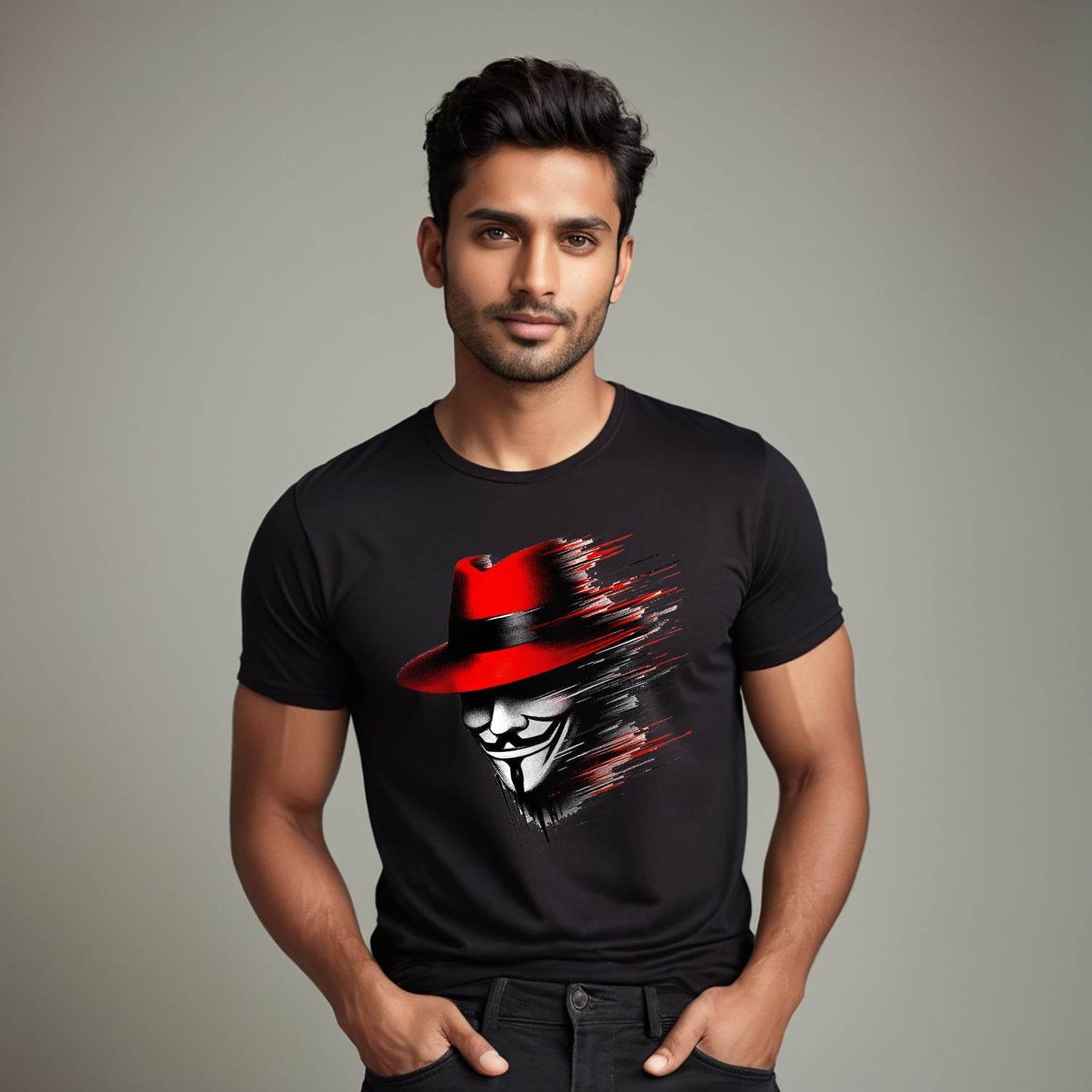 American Movie V for Vendetta T Shirt Casual Anonymous Mask - Unisex Round Neck Regular Fit 100% Combed Cotton Half Sleeve T-Shirt - Mojilo Mart