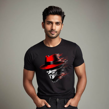 American Movie V for Vendetta T Shirt Casual Anonymous Mask - Unisex Round Neck Regular Fit 100% Combed Cotton Half Sleeve T-Shirt - Mojilo Mart
