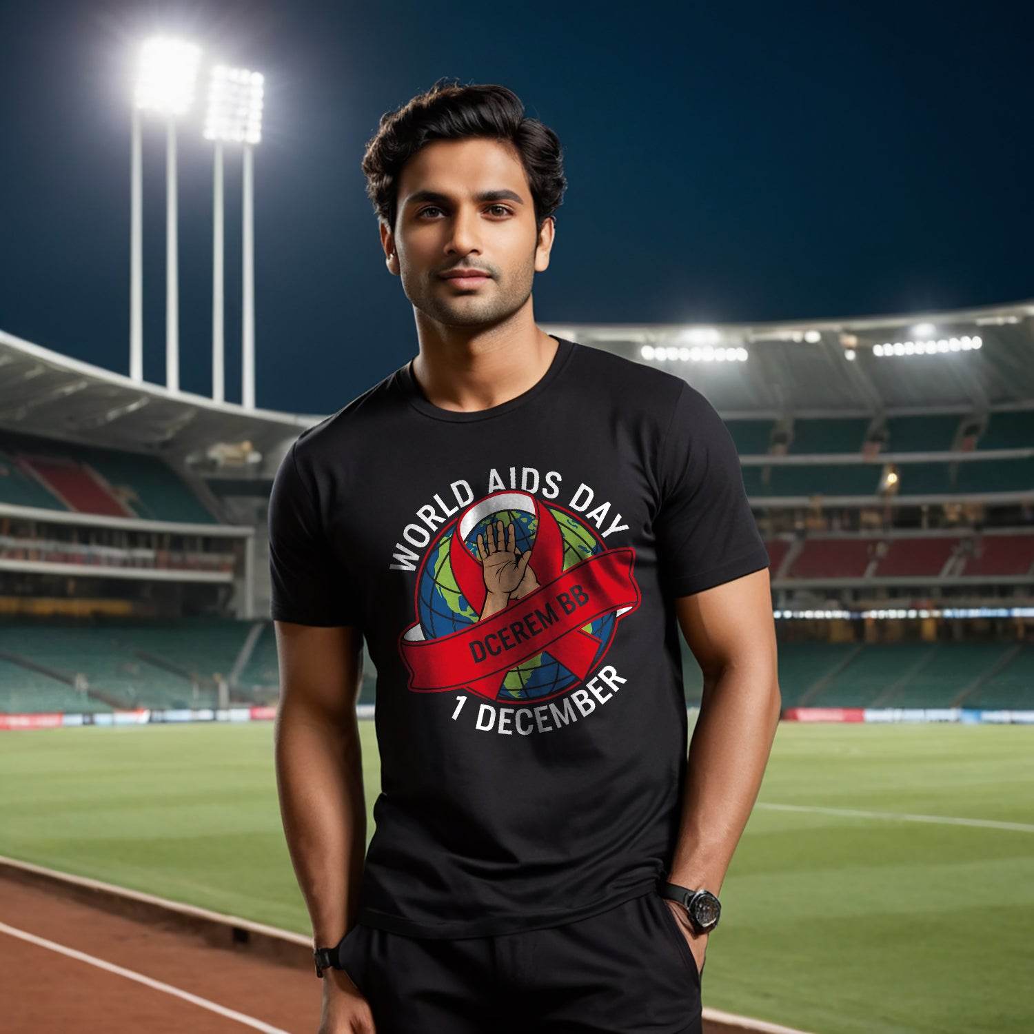 WORLD AIDS DAY 1 DECEMBER - Unisex Round Neck Regular Fit 100% Combed Cotton Half Sleeve T-Shirt - Mojilo Mart