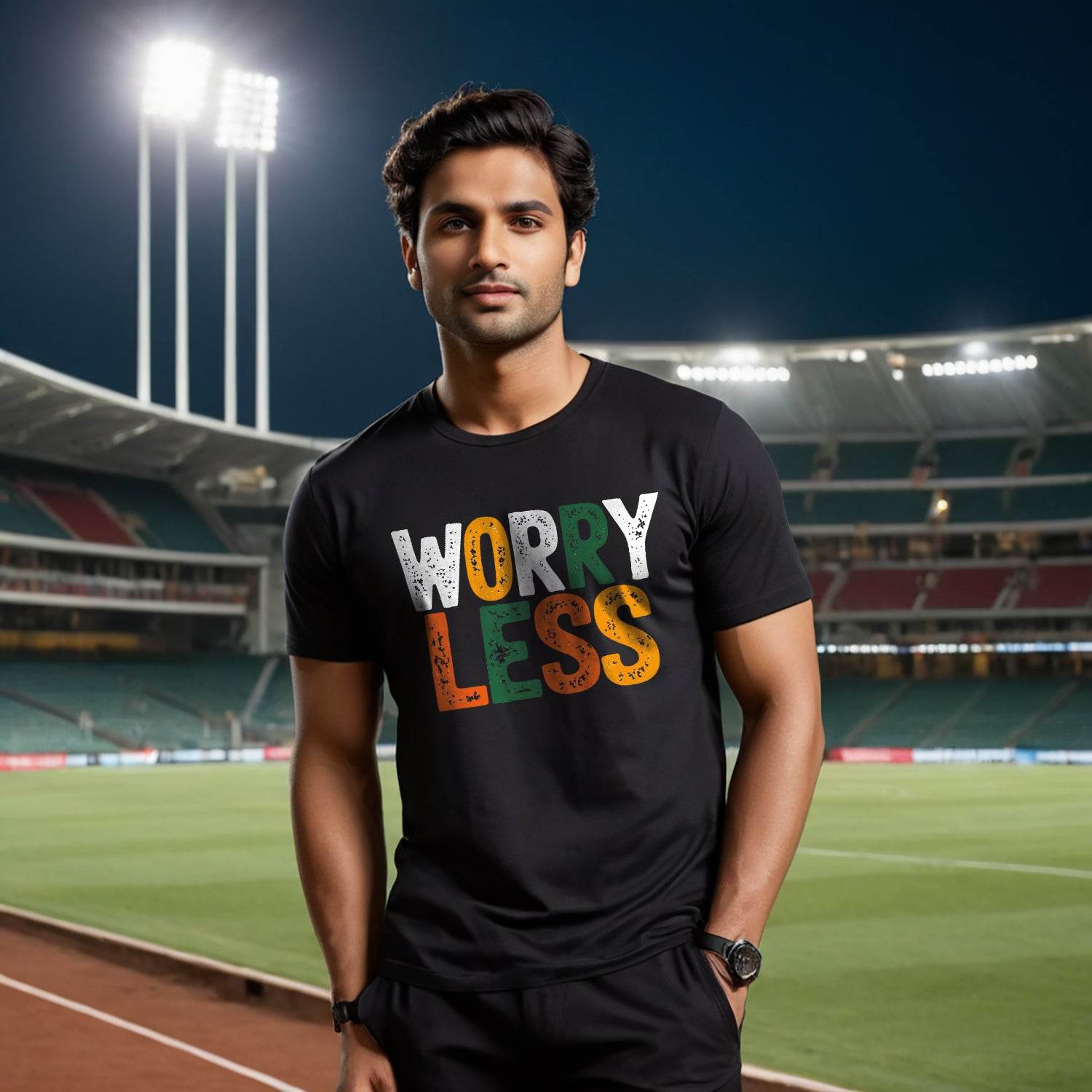 WORRY LESS - Unisex Round Neck Regular Fit 100% Combed Cotton Half Sleeve T-Shirt - Mojilo Mart