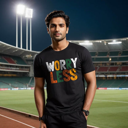 WORRY LESS - Unisex Round Neck Regular Fit 100% Combed Cotton Half Sleeve T-Shirt - Mojilo Mart