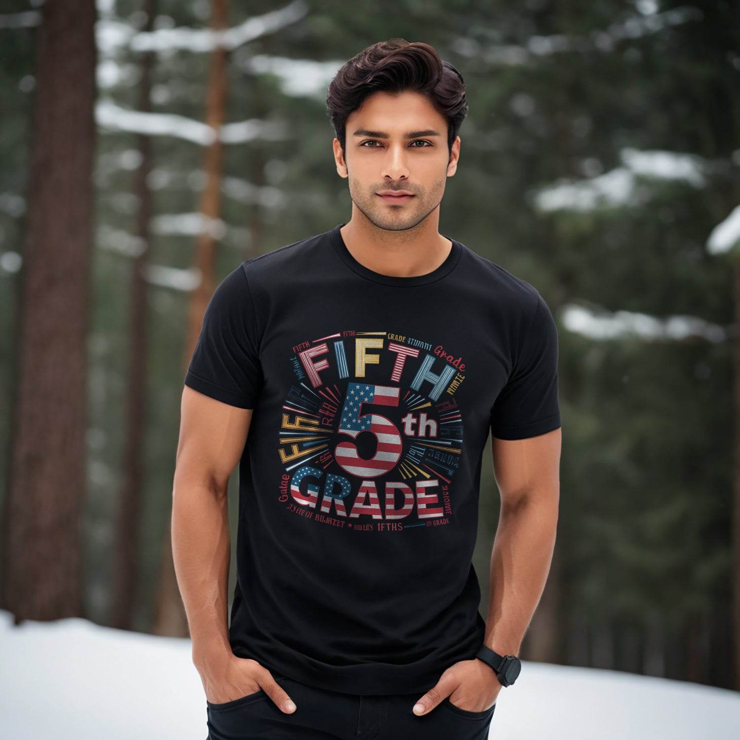 5th GRADE - Unisex Round Neck Regular Fit 100% Combed Cotton Half Sleeve T-Shirt - Mojilo Mart