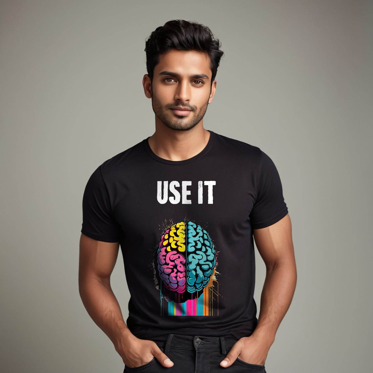Use IT Artistic Brain Art IQ Physics - Unisex Round Neck Regular Fit 100% Combed Cotton Half Sleeve T-Shirt - Mojilo Mart