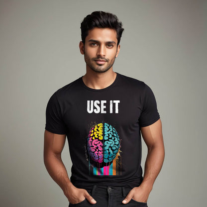 Use IT Artistic Brain Art IQ Physics - Unisex Round Neck Regular Fit 100% Combed Cotton Half Sleeve T-Shirt - Mojilo Mart