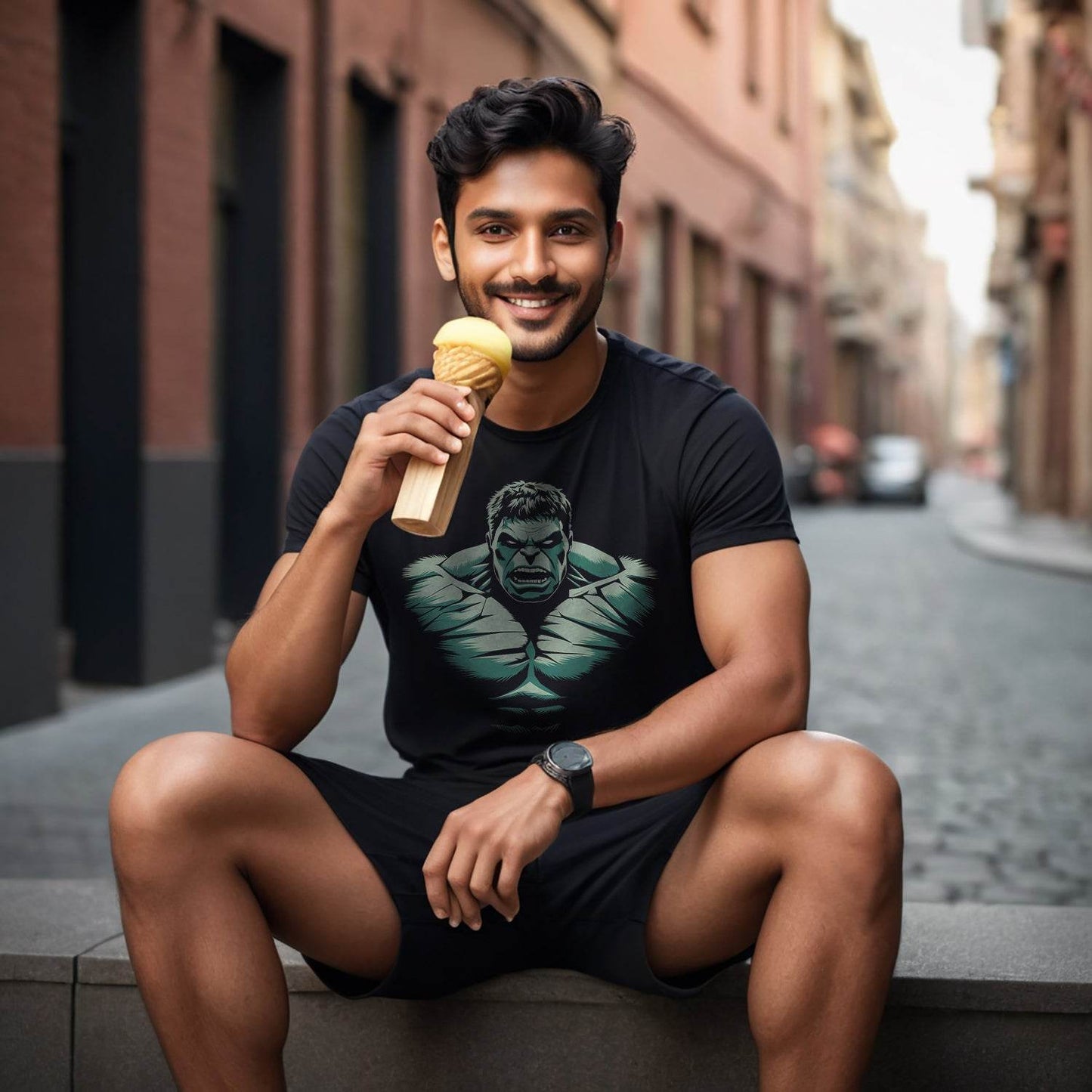 A Green monster Incredible Hulk - Unisex Round Neck Regular Fit 100% Combed Cotton Half Sleeve T-Shirt - Mojilo Mart