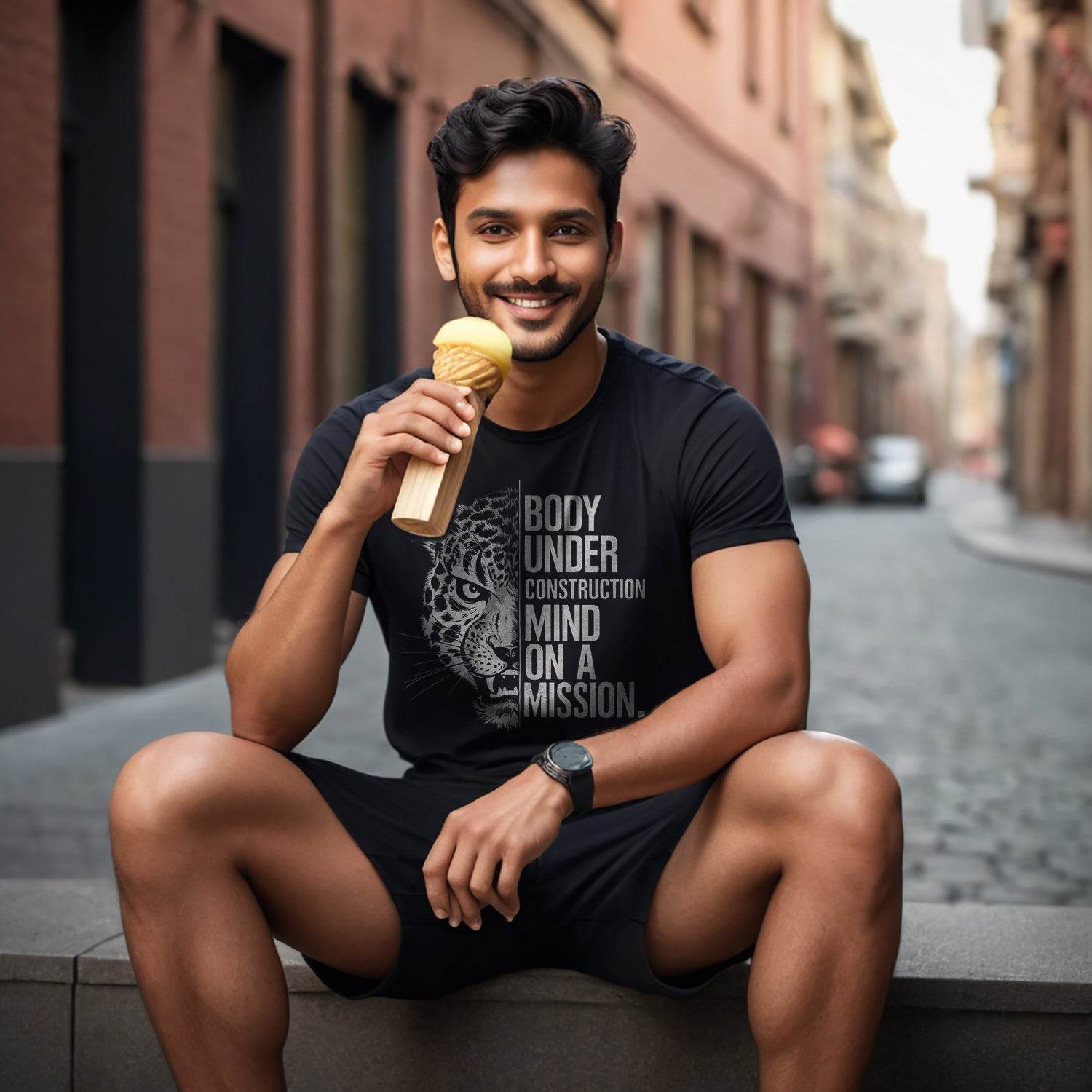 BODY UNDER CONSTRUCTION MIND ON A MISSION - Unisex Round Neck Regular Fit 100% Combed Cotton Half Sleeve T-Shirt - Mojilo Mart