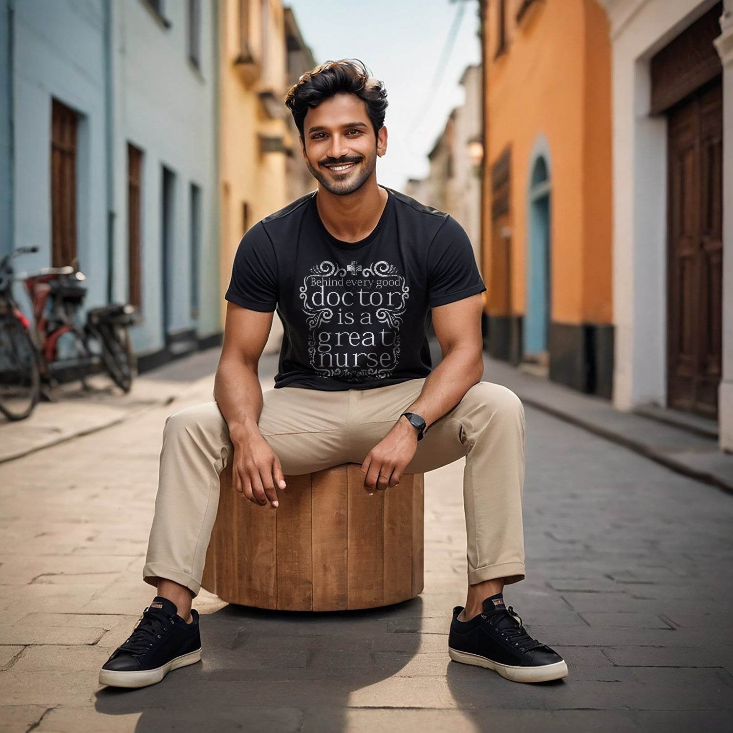 Behind every good doctor is a great nurse - Unisex Round Neck Regular Fit 100% Combed Cotton Half Sleeve T-Shirt - Mojilo Mart
