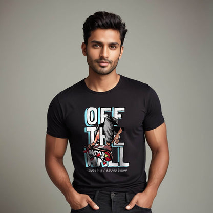 Off The Wall - Unisex Round Neck Regular Fit 100% Combed Cotton Half Sleeve T-Shirt - Mojilo Mart