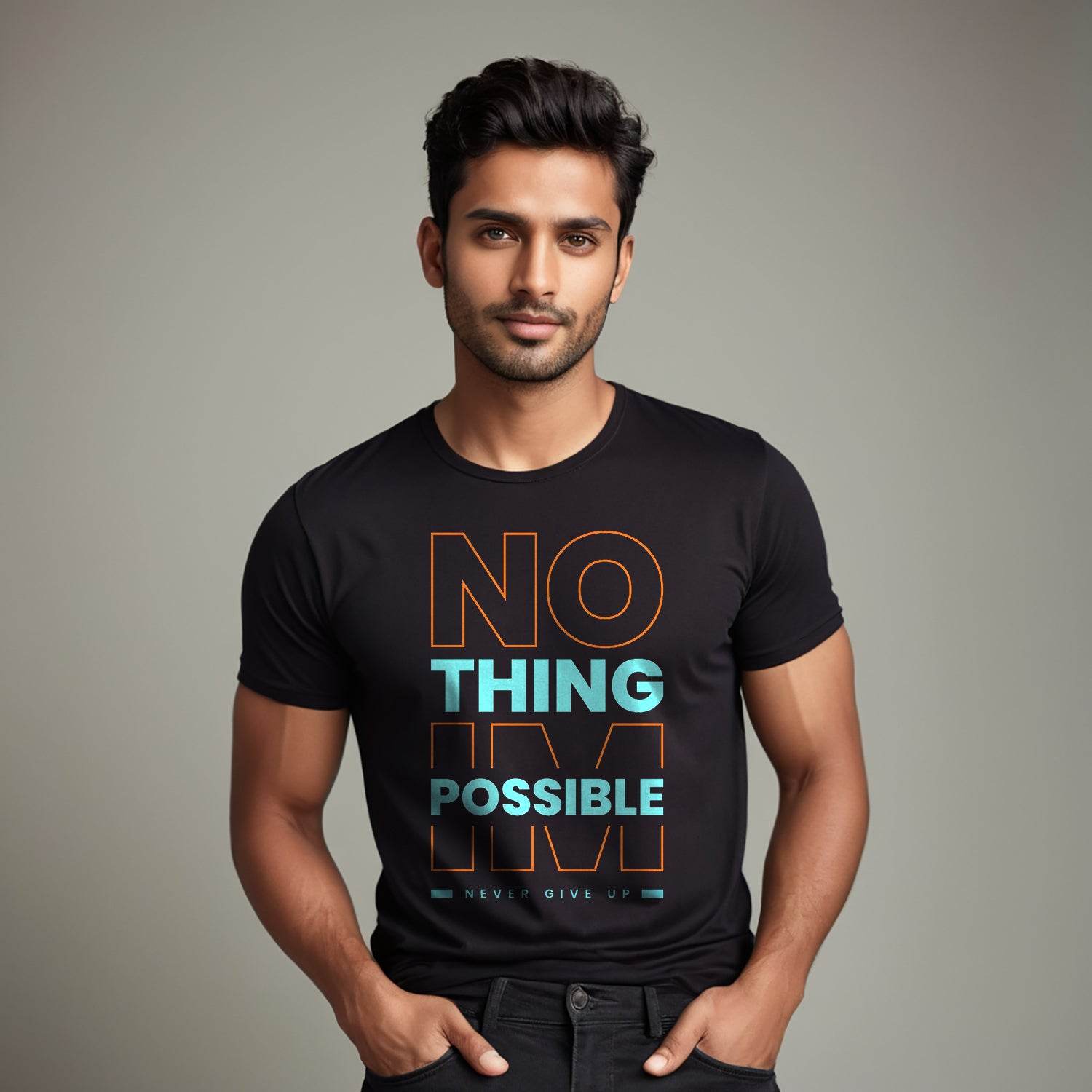 No Thing Im Possible - Unisex Round Neck Regular Fit 100% Combed Cotton Half Sleeve T-Shirt - Mojilo Mart