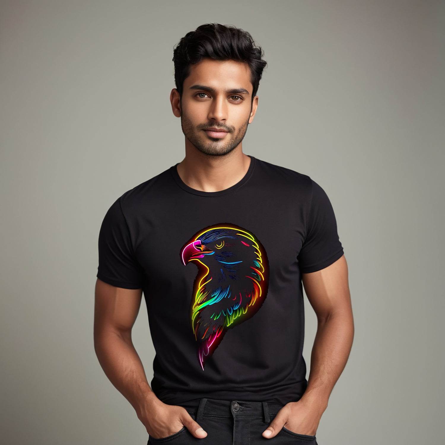 Eagle Pop Art - Unisex Round Neck Regular Fit 100% Combed Cotton Half Sleeve T-Shirt - Mojilo Mart