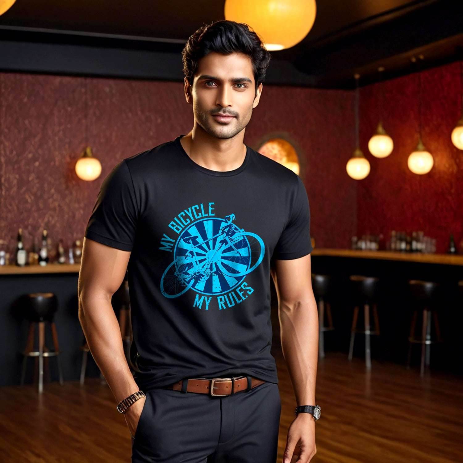 MY BICYCLE MY RULES - Unisex Round Neck Regular Fit 100% Combed Cotton Half Sleeve T-Shirt - Mojilo Mart