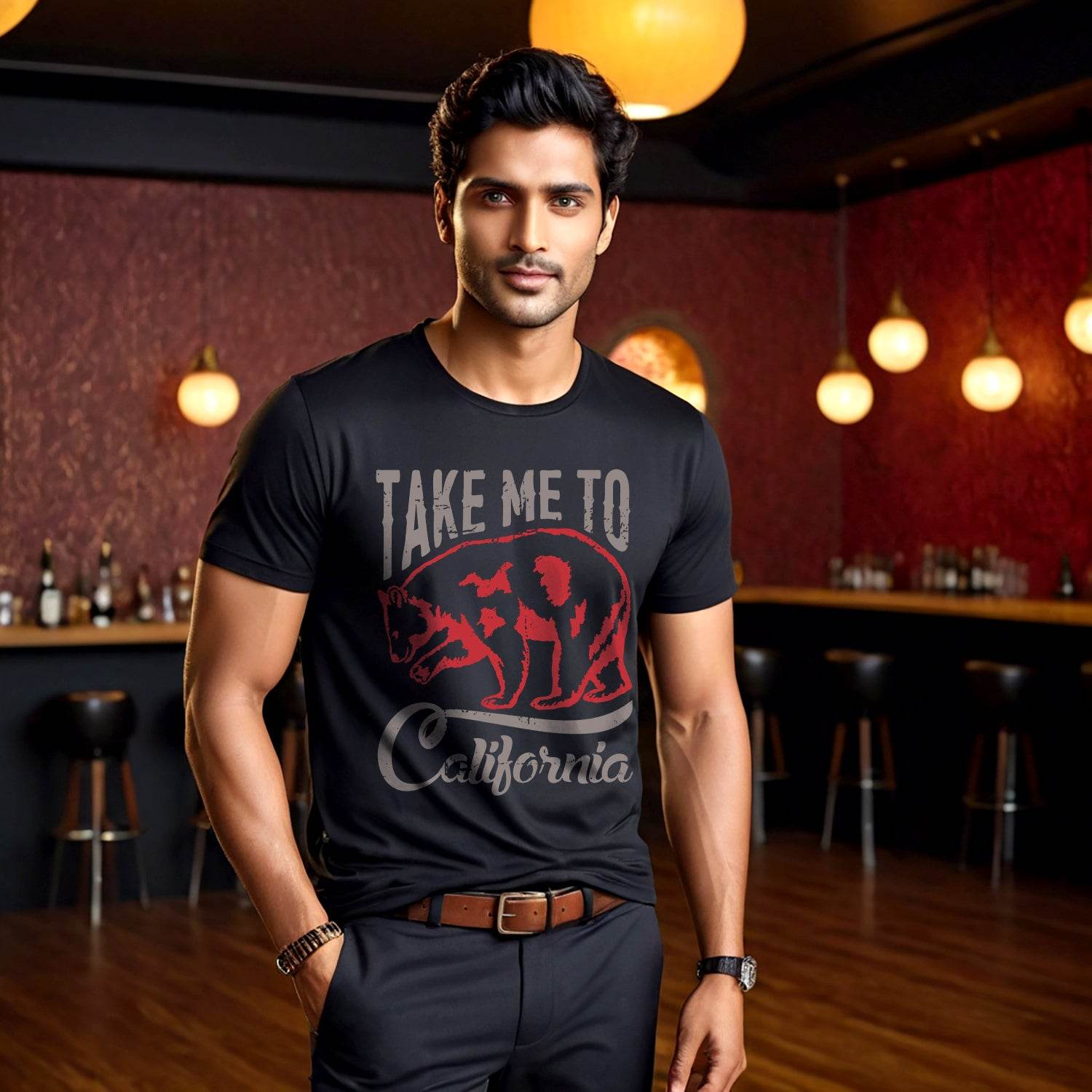 TAKE ME TO California - Unisex Round Neck Regular Fit 100% Combed Cotton Half Sleeve T-Shirt - Mojilo Mart