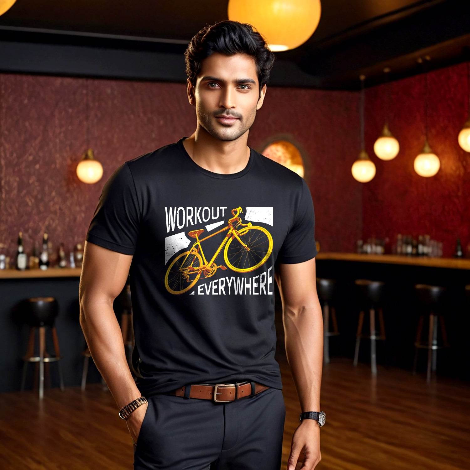 WORKOUT EVERYWHERE - Unisex Round Neck Regular Fit 100% Combed Cotton Half Sleeve T-Shirt - Mojilo Mart