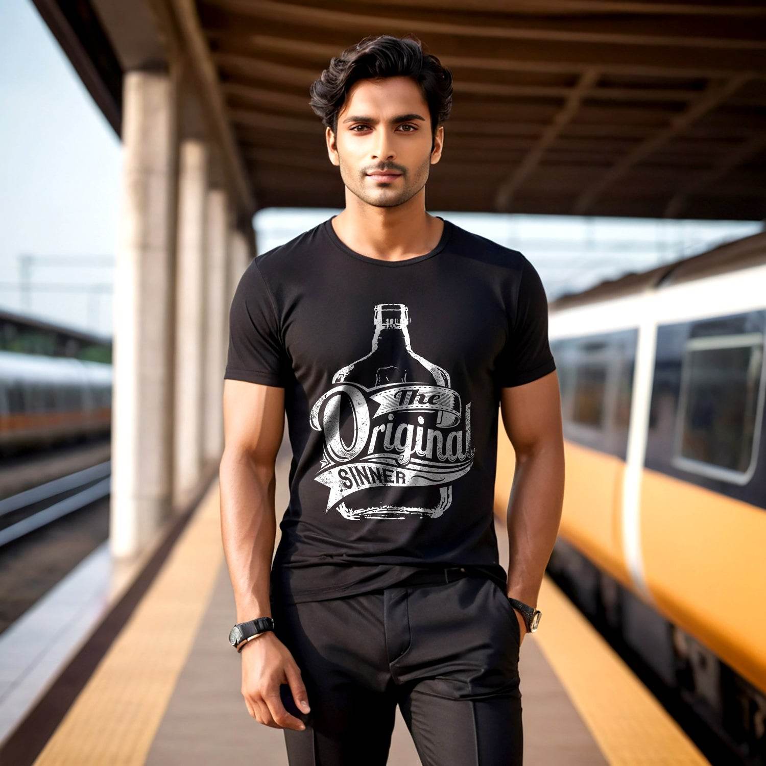 THE Original SINNER - Unisex Round Neck Regular Fit 100% Combed Cotton Half Sleeve T-Shirt - Mojilo Mart