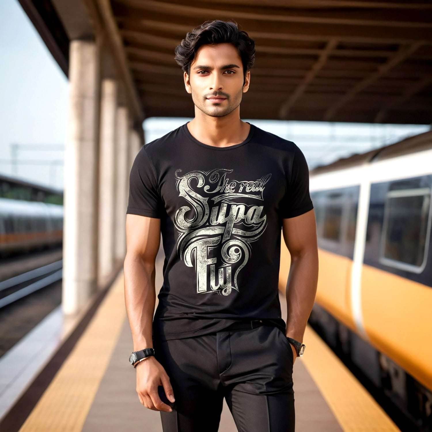 The real SUPA FLY - Unisex Round Neck Regular Fit 100% Combed Cotton Half Sleeve T-Shirt - Mojilo Mart