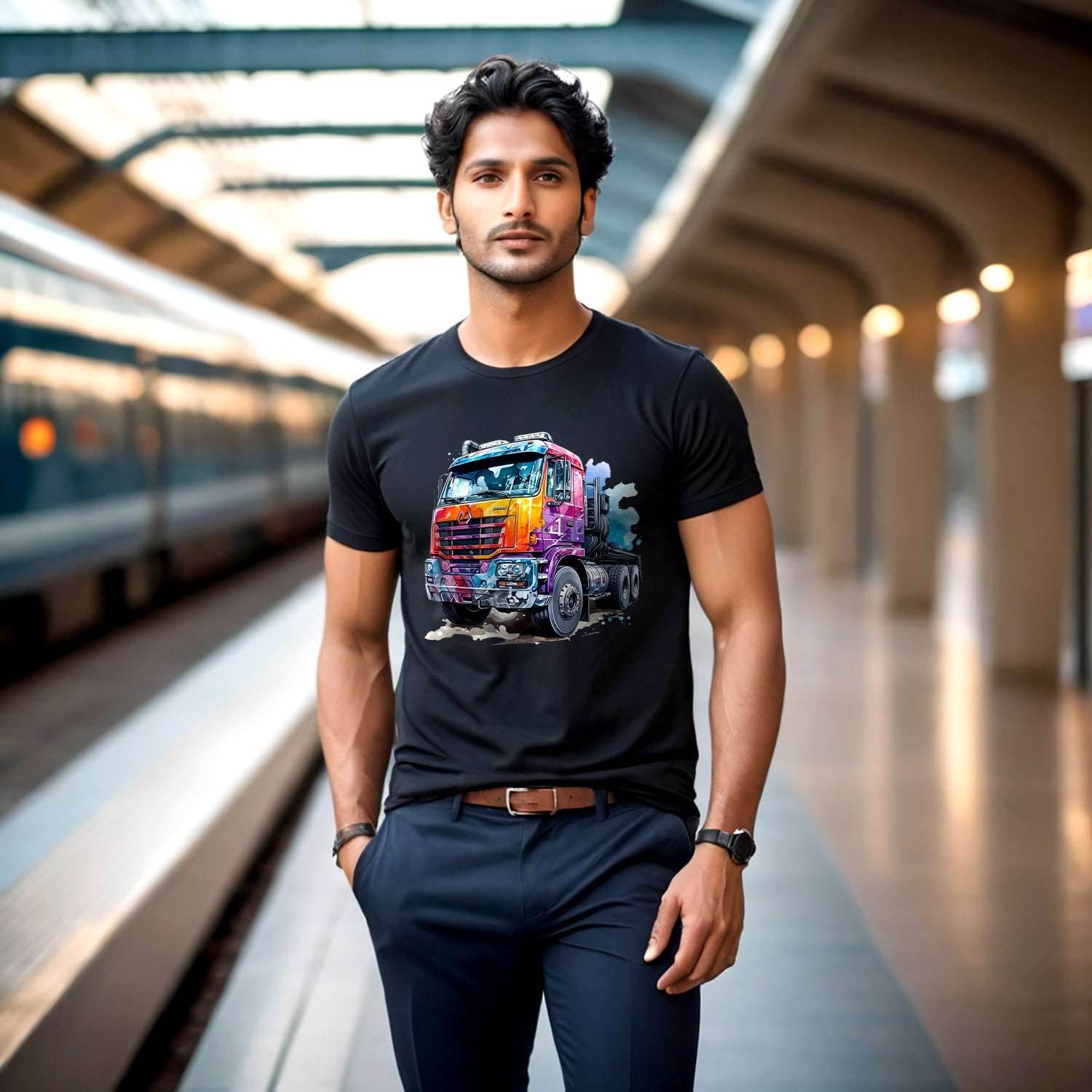 4 in 1 Truck - Unisex Round Neck Regular Fit 100% Combed Cotton Half Sleeve T-Shirt - Mojilo Mart