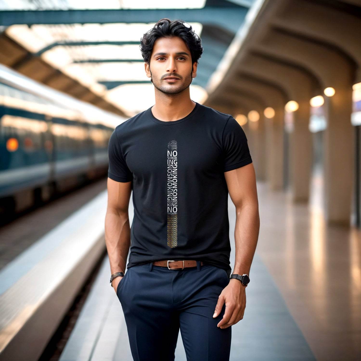 NO SMOKING - Unisex Round Neck Regular Fit 100% Combed Cotton Half Sleeve T-Shirt - Mojilo Mart