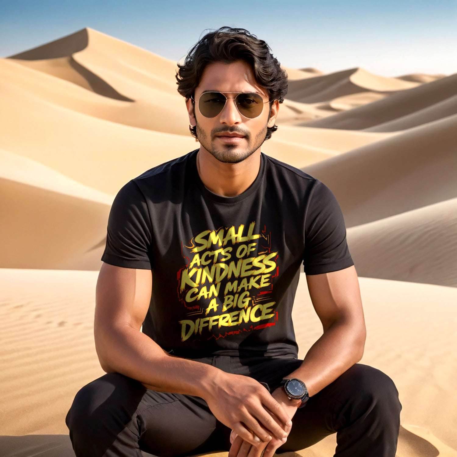 SMALL ACTS OF KINDNESS CAN MAKE A BIG DIFFRENCE - Unisex Round Neck Regular Fit 100% Combed Cotton Half Sleeve T-Shirt - Mojilo Mart