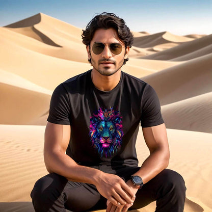 A Colorful lion - Unisex Round Neck Regular Fit 100% Combed Cotton Half Sleeve T-Shirt - Mojilo Mart