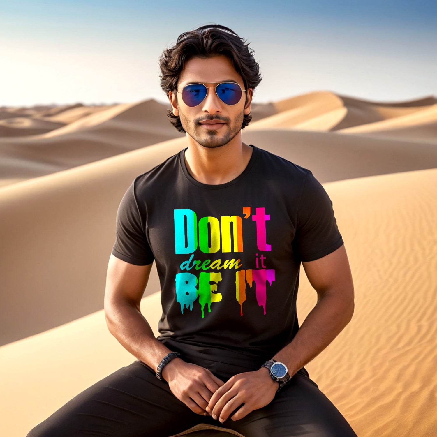 Don't dream it BE IT - Unisex Round Neck Regular Fit 100% Combed Cotton Half Sleeve T-Shirt - Mojilo Mart
