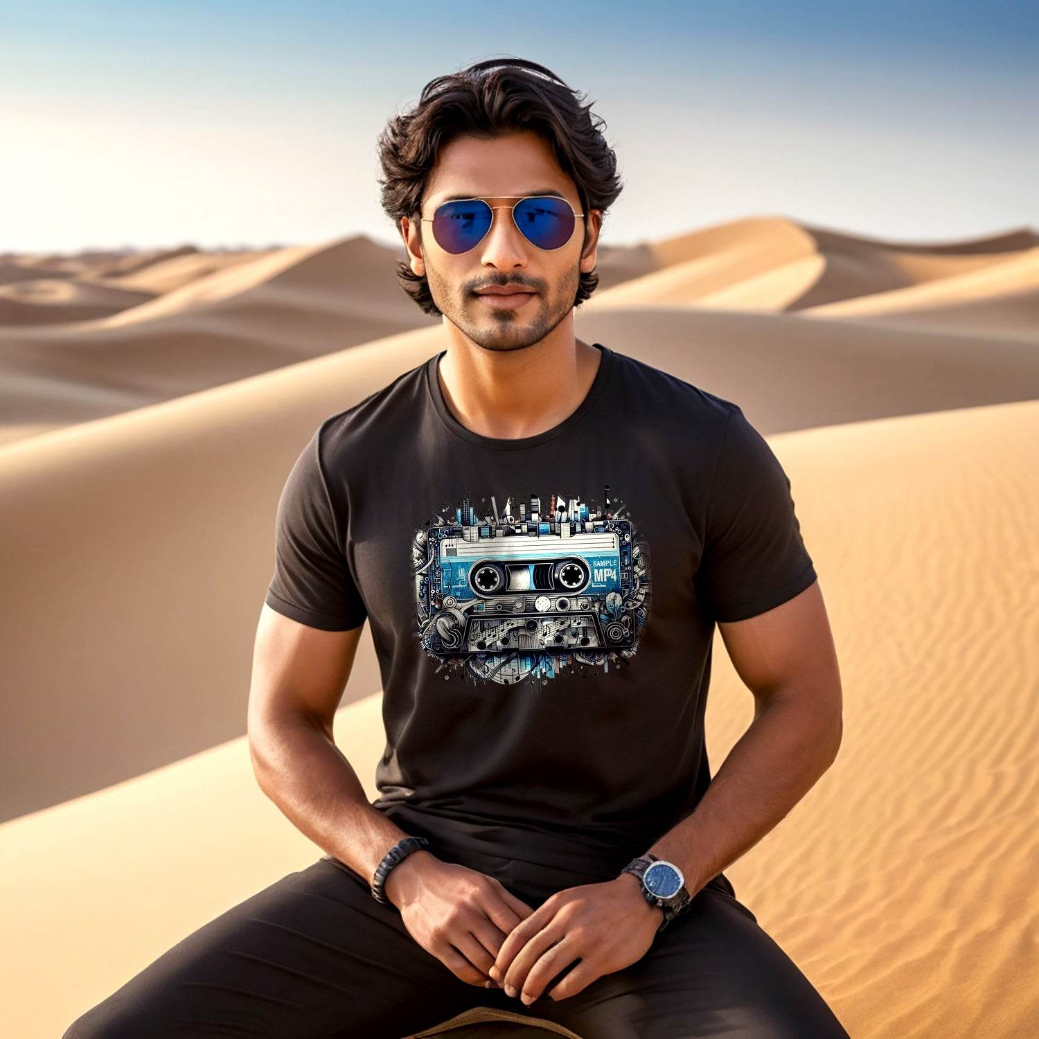 Retro Vibes Mixtape - Unisex Round Neck Regular Fit 100% Combed Cotton Half Sleeve T-Shirt - Mojilo Mart