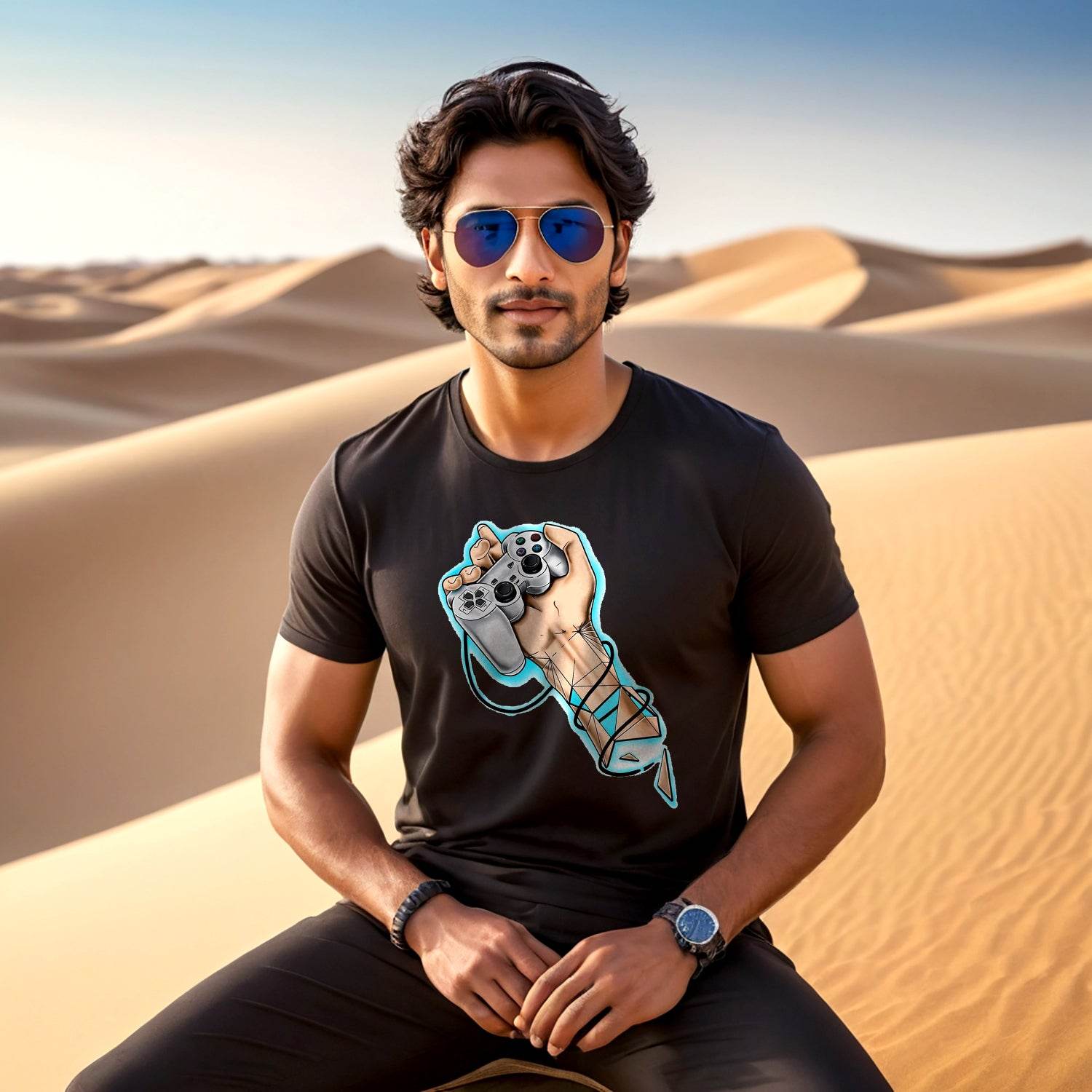 Play Station Controller - Unisex Round Neck Regular Fit 100% Combed Cotton Half Sleeve T-Shirt - Mojilo Mart