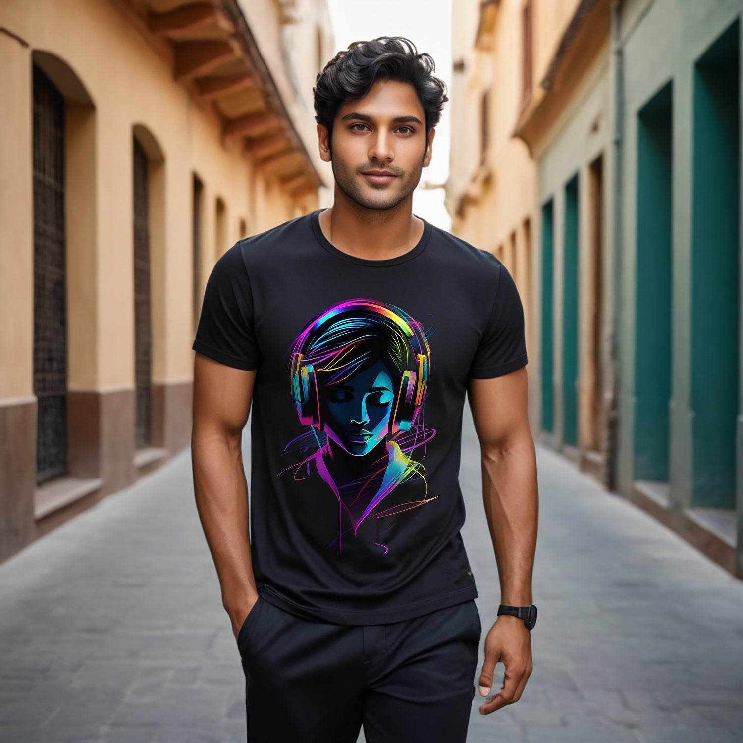 Holi Harmony Women's Colorful Beats Cotton T-Shirt - Unisex Round Neck Regular Fit 100% Combed Cotton Half Sleeve T-Shirt - Mojilo Mart