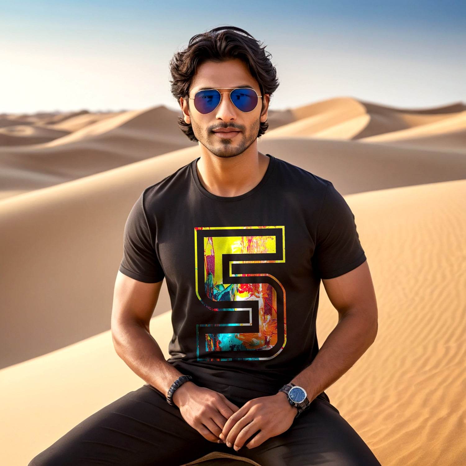 5TH - Unisex Round Neck Regular Fit 100% Combed Cotton Half Sleeve T-Shirt - Mojilo Mart