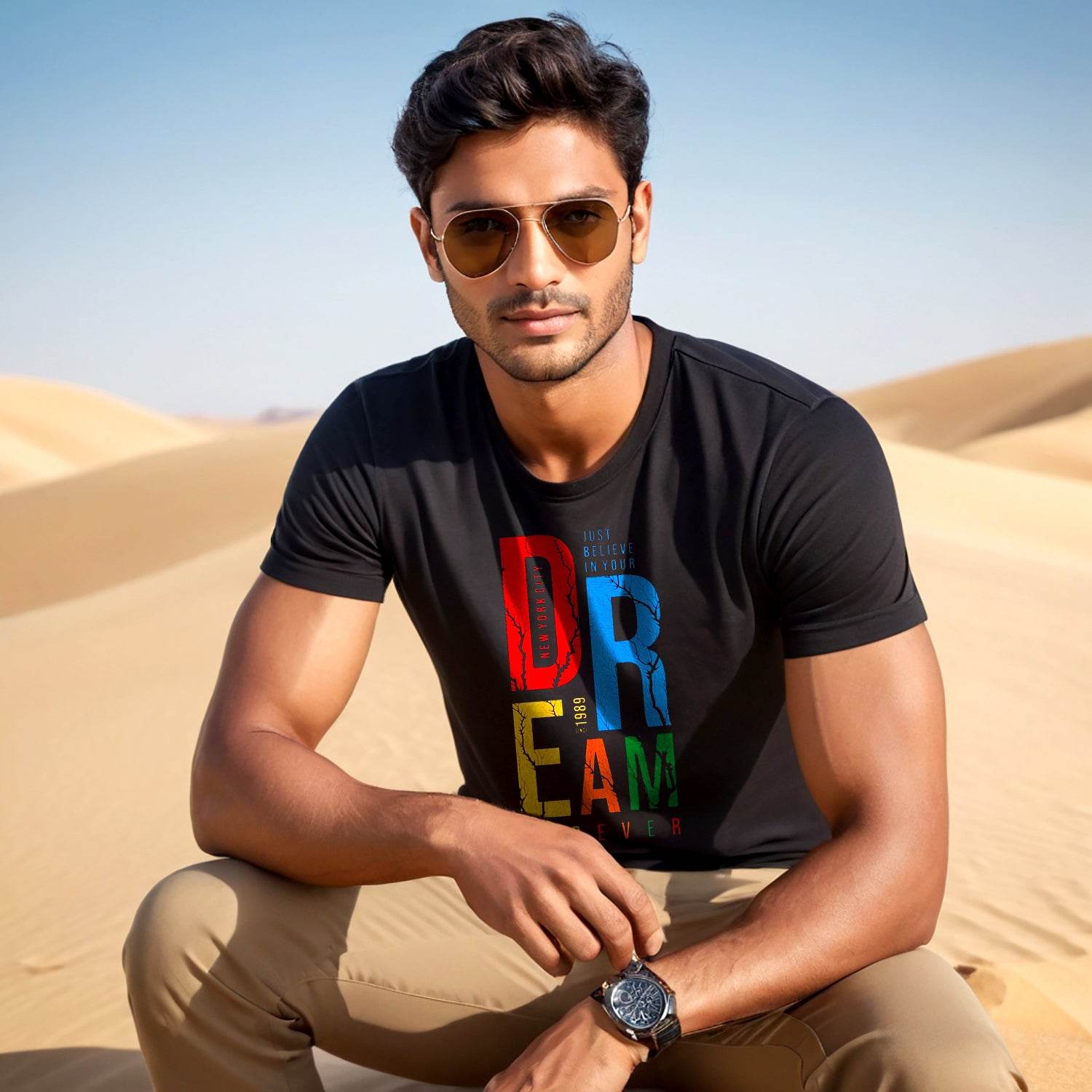 JUST BELIVE IN YOUR DR EAM 1989 FOREVER - Unisex Round Neck Regular Fit 100% Combed Cotton Half Sleeve T-Shirt - Mojilo Mart