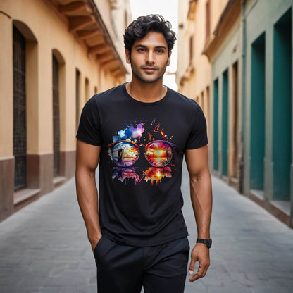 Neon Sunglasses Tshirt - Unisex Round Neck Regular Fit 100% Combed Cotton Half Sleeve T-Shirt - Mojilo Mart