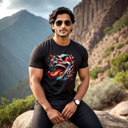 Clown Face Drawing - Unisex Round Neck Regular Fit 100% Combed Cotton Half Sleeve T-Shirt - Mojilo Mart